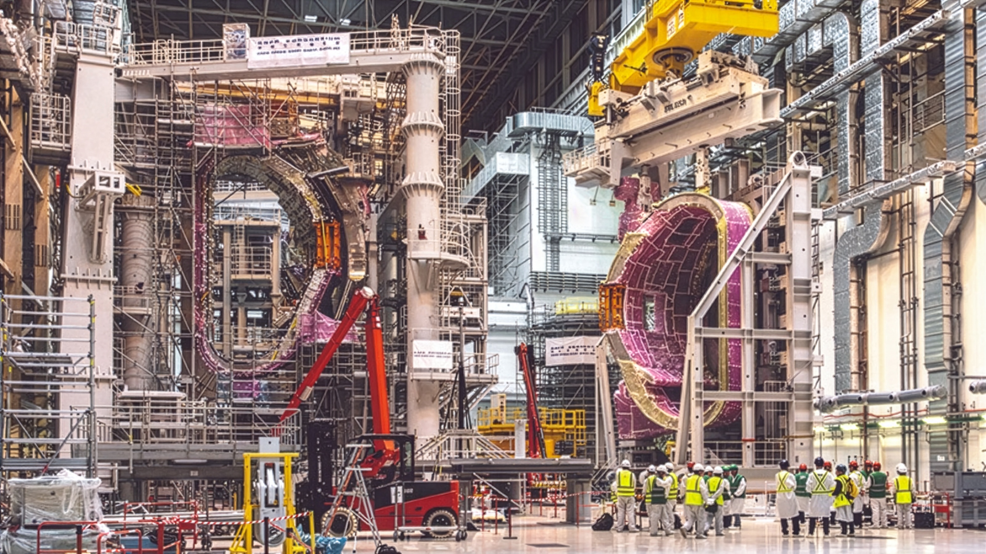 Cinematic photo of the ITER fusion reactor workshop, raw and unedited.